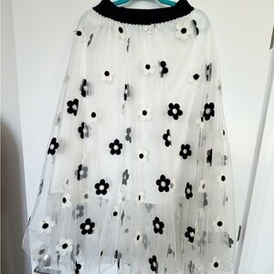 Floral Black and White Women's Skirt